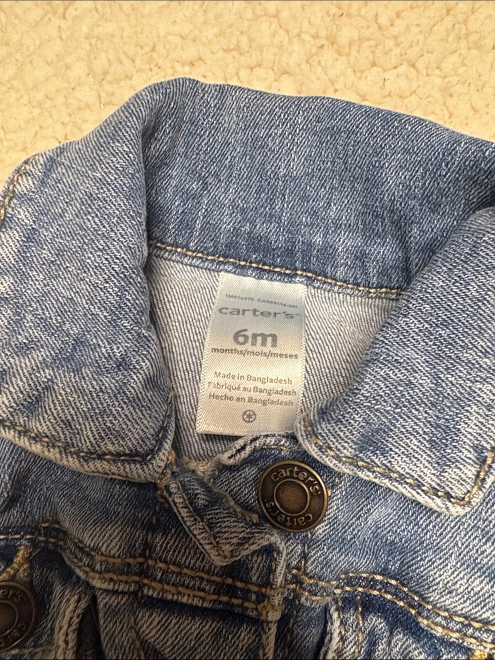 Carter's Light Blue Denim Jacket with Button Front